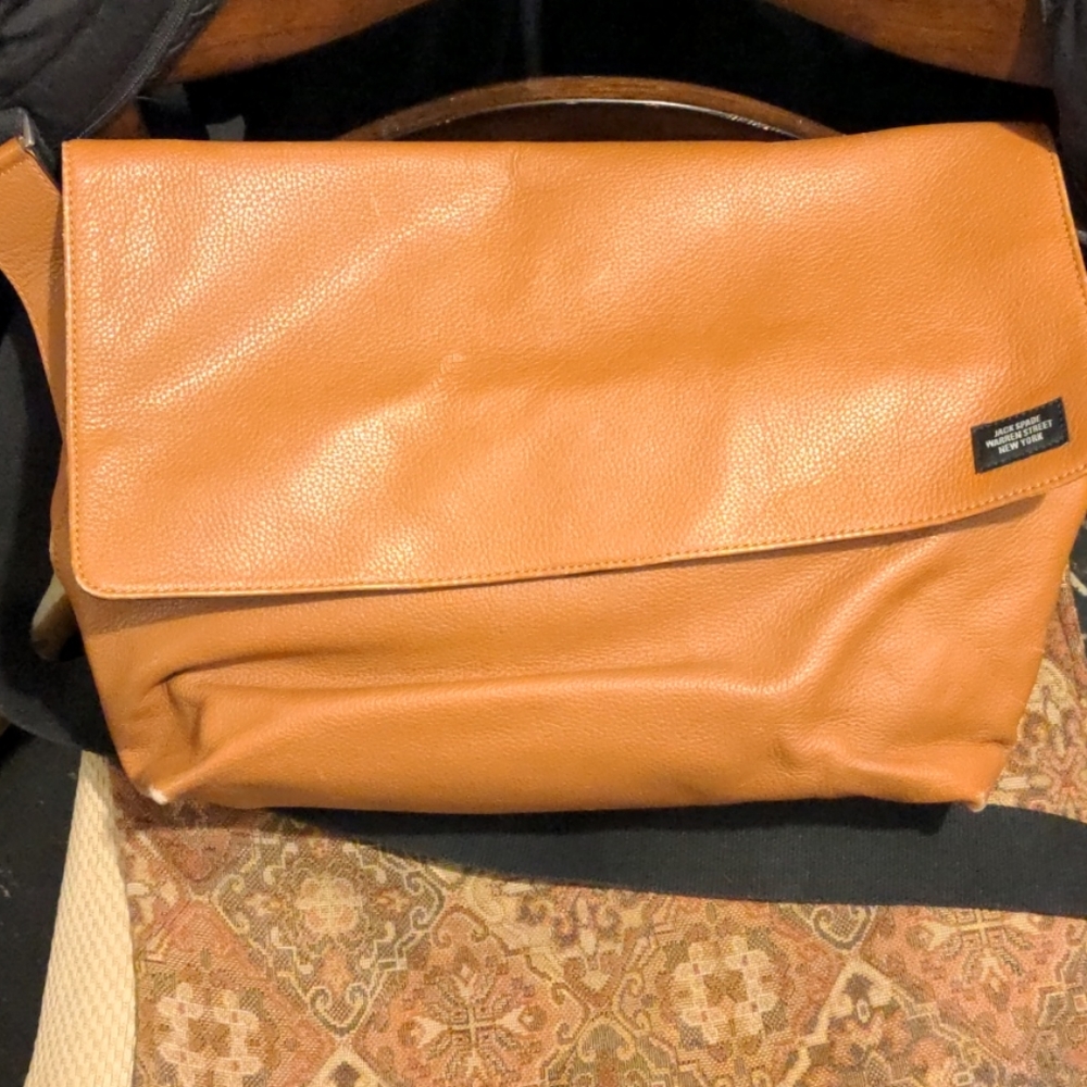 Brown leather messenger bag